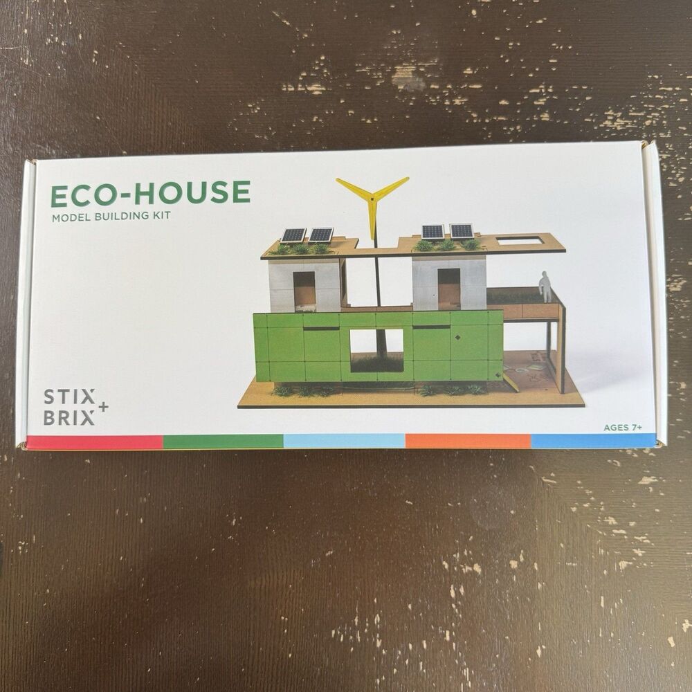 Stix + Brix Eco-House Model Building Kit Architecture For Kids 11.5x5.5 Wood